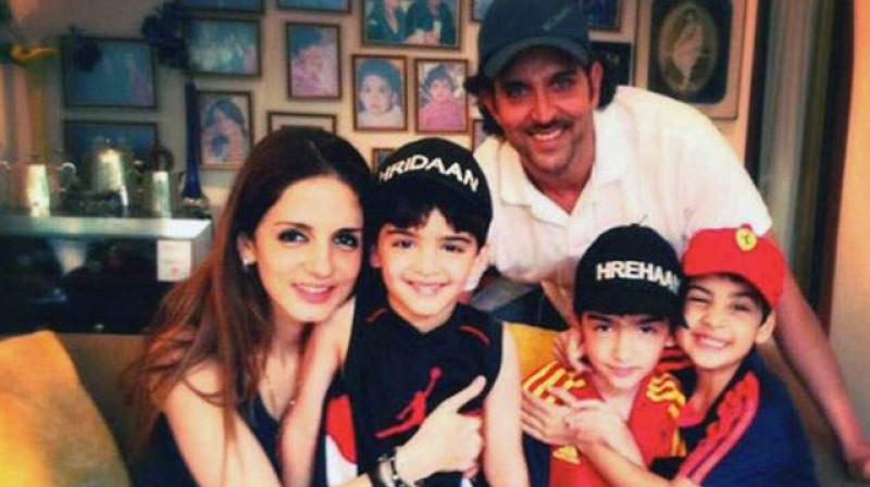 Hrithik roshan with his Ex wife and childrens