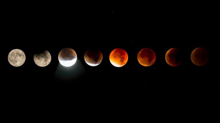 Diffrent positions of moon during lunar eclipse
