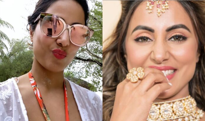 Hina Khan Ready To Set The Mercury Soaring In Pink Lehenga And Matching Sun Glasses