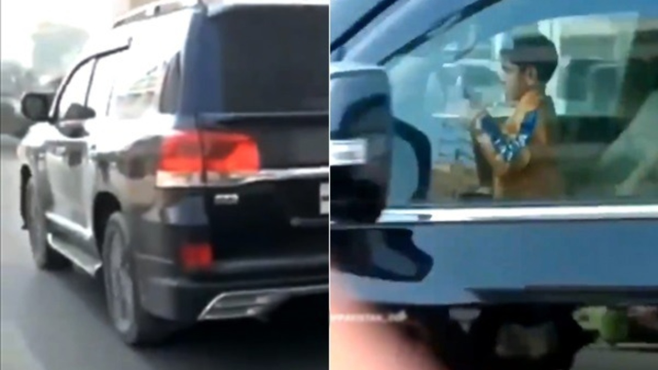 video of 5 year old kid driving SUV