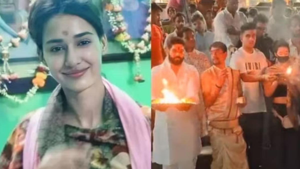 Disha Patani attends aarti in Varanasi; appeared in a crop top furled with a shawl