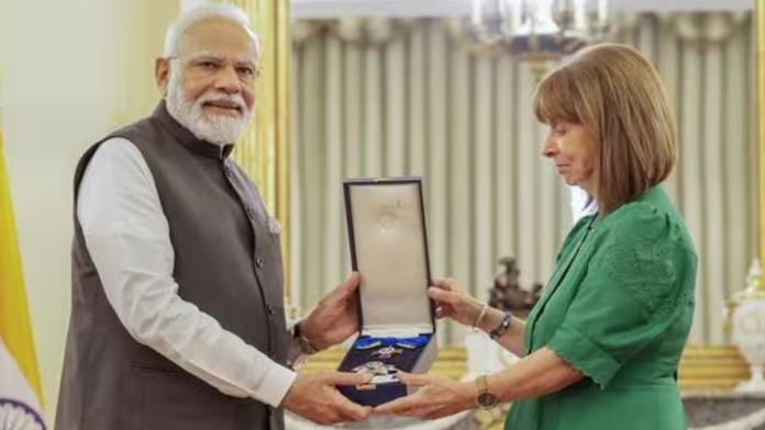 Greece presents PM Modi Grand Cross of the Order of Honour