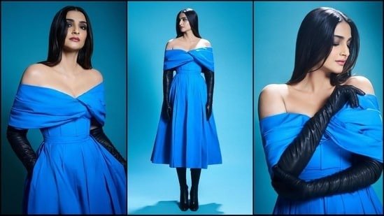 Sonam Kapoor Turns Heads In A Blue Off-shoulder Alexander McQueen Dress 