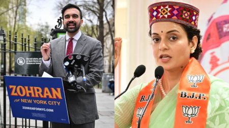 Sounds More Pakistani Than Indian: Kangana Targets Zohran Mamdani Over Viral Video Kangana Ranaut addressing a public gathering, focusing on criticisms towards Zohran Mamdani, illustrated in a JPEG format image.