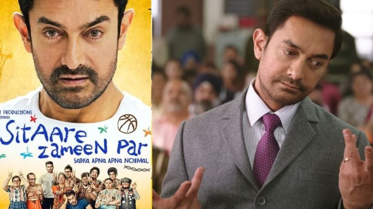 Movie banner for Taare Zamin Par featuring a young boy painting on a canvas, with vibrant colors and the films title in stylized text.