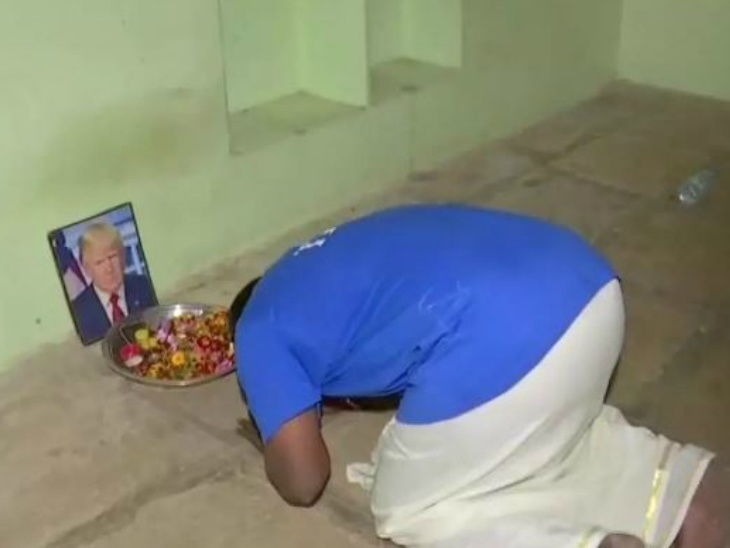 Indian man worships Donald Trump